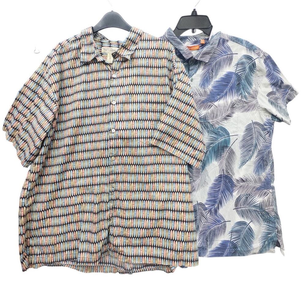Tori Richard Men's 2XL Aloha Shirt Bundle 2 Surfboard Stripe Palm Leaf Hawaii